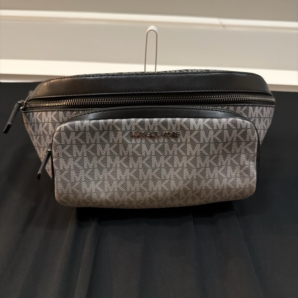 Michael Kors Monogram Gray and Black Belt Bag